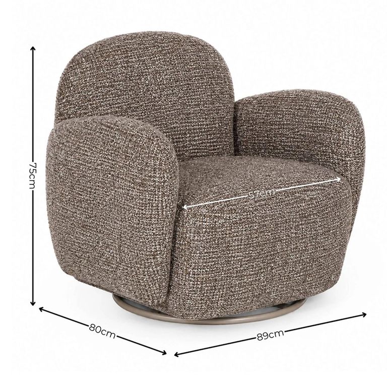 Bramley Swivel Accent Chair - Chocolate Brown Chenille - Fabric
