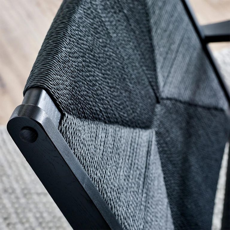 Icaria Accent Armchair - Black - Oak and Woven Rope