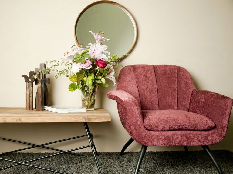 Amalfi Pink Chenille Fabric Accent Chair