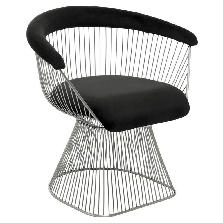Anzio Chair - Black Velvet with Brushed Silver Base