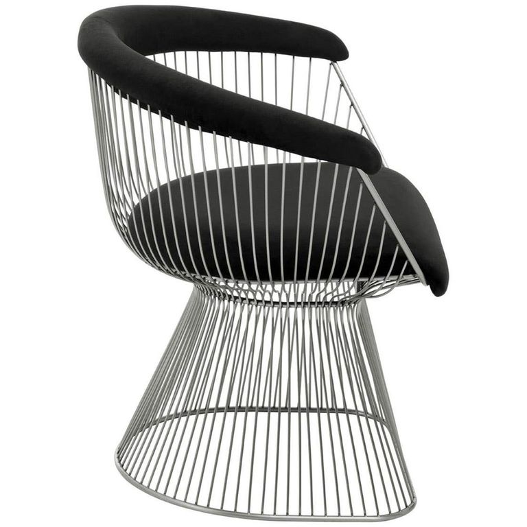Anzio Chair - Black Velvet with Brushed Silver Base