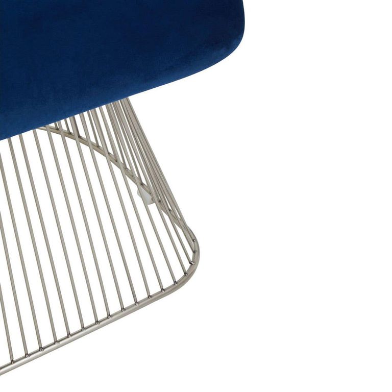 Anzio Chair - Navy Blue Velvet Fabric with Brushed Silver Base