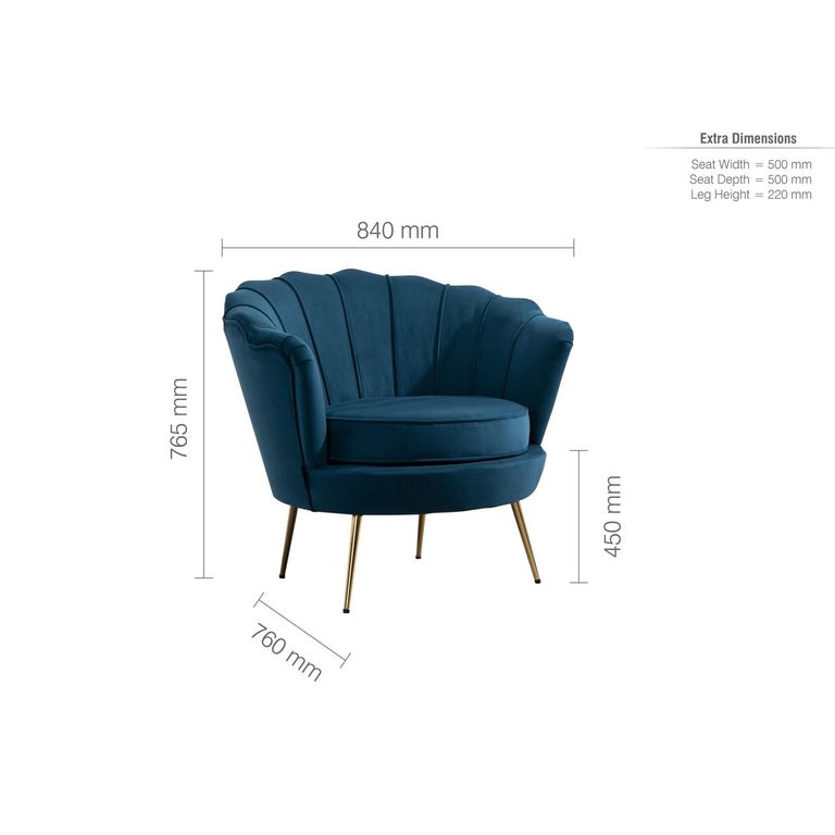 Ariel Occasional Armchair - Blue Velvet Fabric