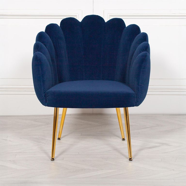 Arriba Occasional Chair - Blue Velvet - Scalloped