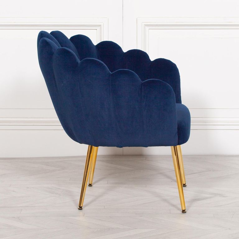 Arriba Occasional Chair - Blue Velvet - Scalloped