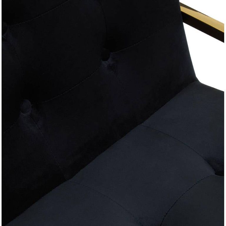 Azalea Lounge Chair - Black Velvet Fabric with Gold Metal Frame