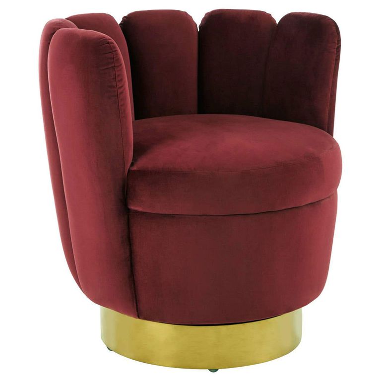 Beauly Accent Chair - Wine Velvet Fabric