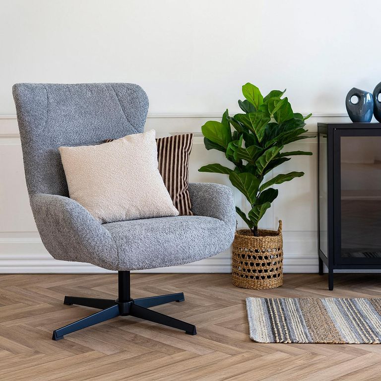 Bescia Lounge Chair - Dark Grey - Fabric - Swivel