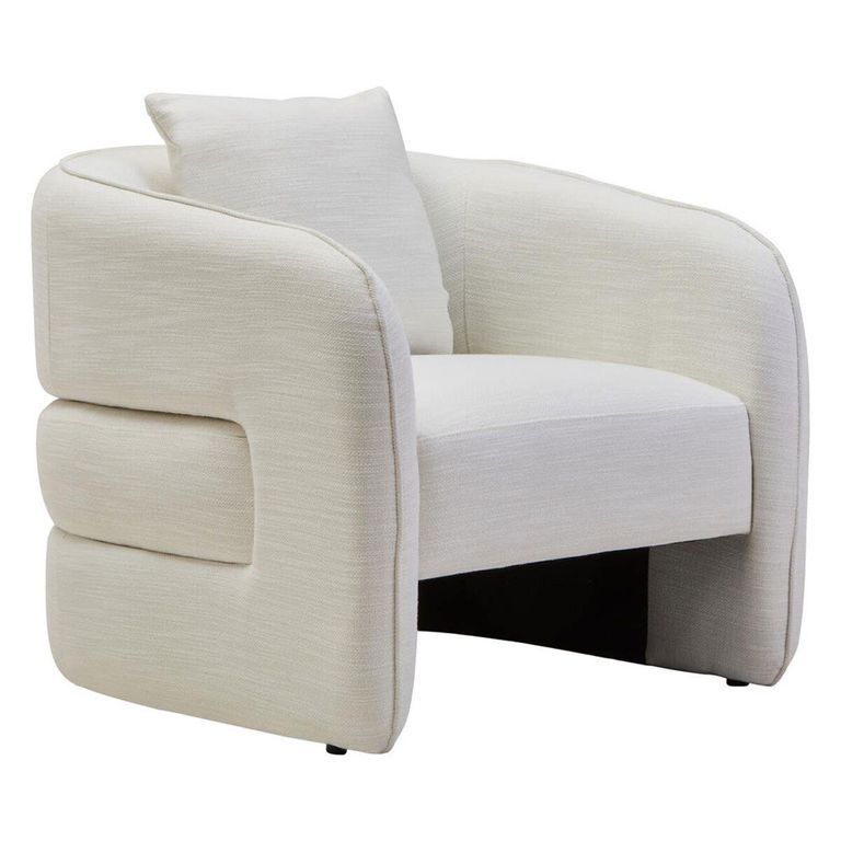 Bilani Chair - Curved - Cream Linen Fabric