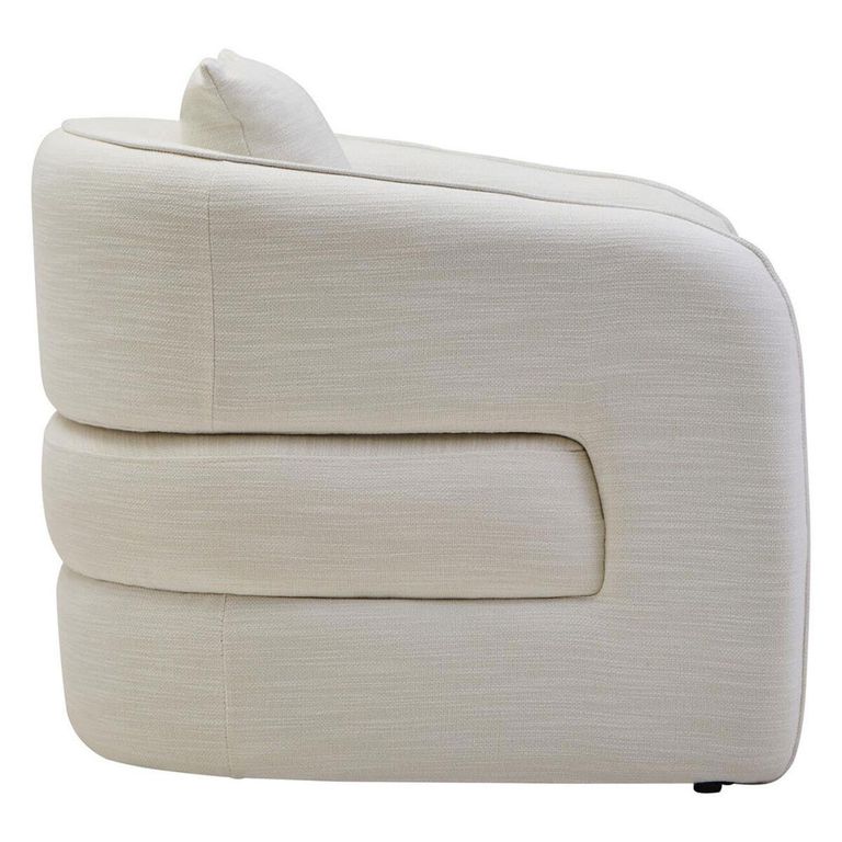 Bilani Chair - Curved - Cream Linen Fabric
