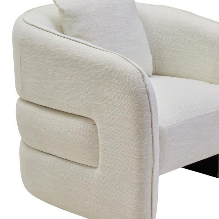 Bilani Chair - Curved - Cream Linen Fabric