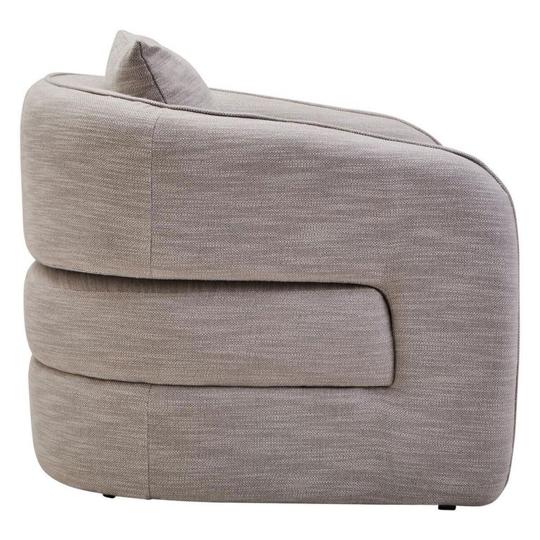 Bilani Chair - Curved - Grey Linen Fabric