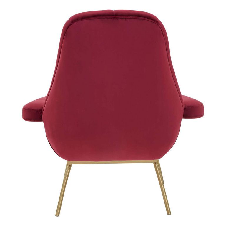 Billi Lounge Chair - Wine Velvet Fabric with Gold Legs