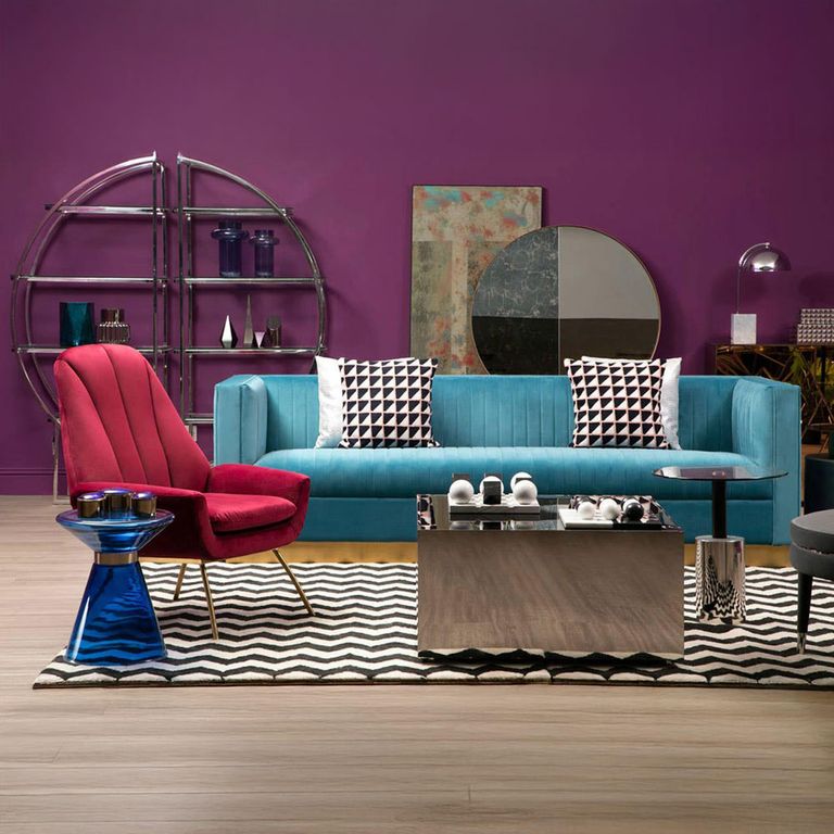 Billi Lounge Chair - Wine Velvet Fabric with Gold Legs