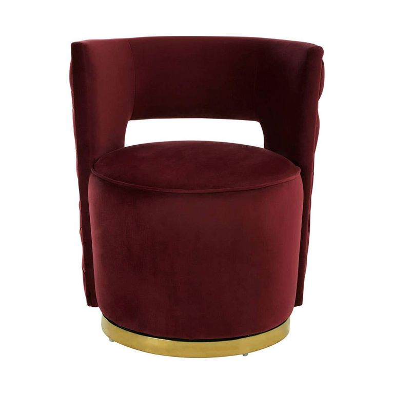Bola Accent Chair - Wine Velvet Fabric
