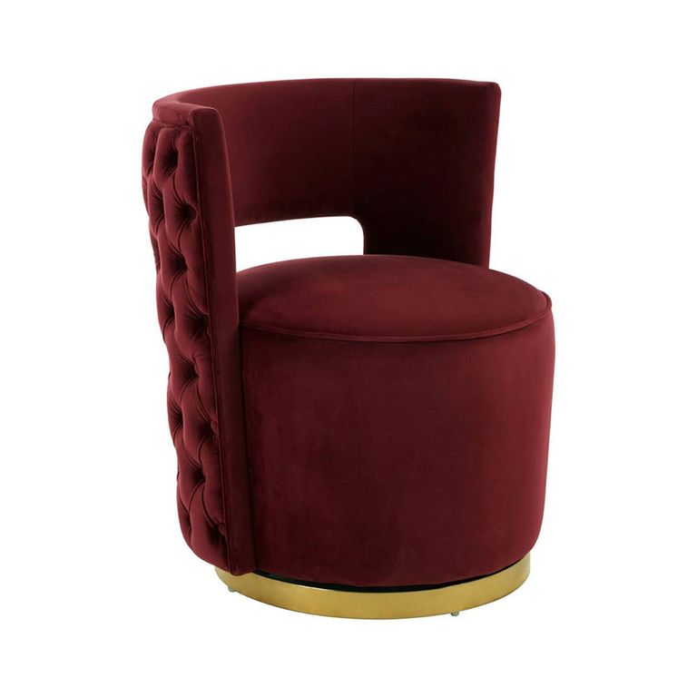 Bola Accent Chair - Wine Velvet Fabric