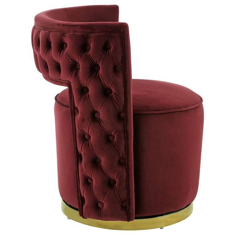 Bola Accent Chair - Wine Velvet Fabric