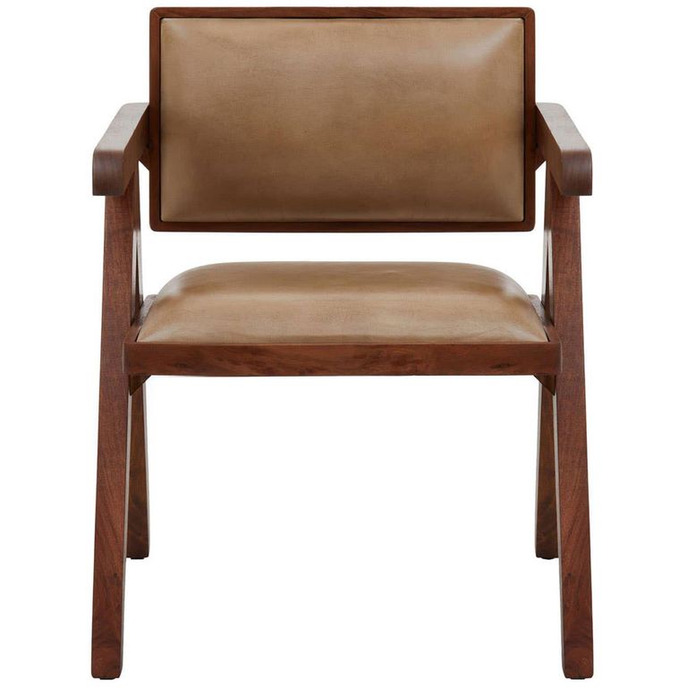 Buffalo Armchair - Beige - Leather with Wood