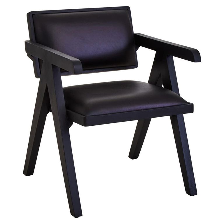 Buffalo Armchair - Black - Leather with Wood