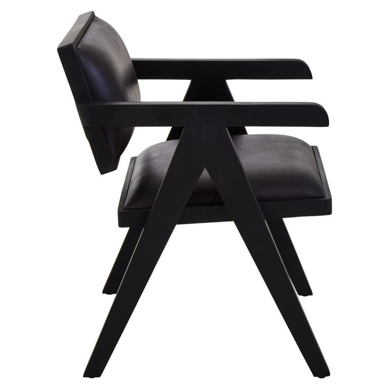 Buffalo Armchair - Black - Leather with Wood