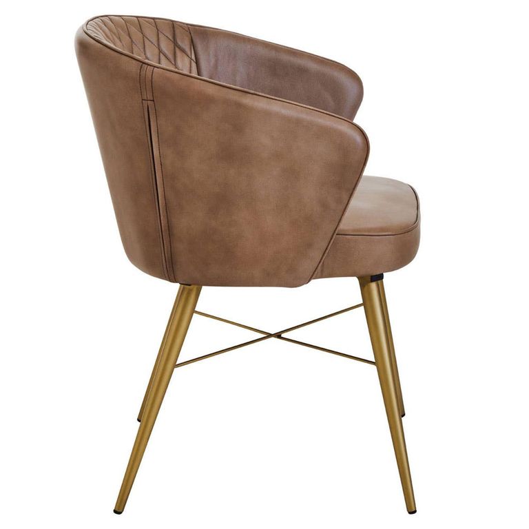Buffalo Chair - Grey - Leather with Gold Metal Legs
