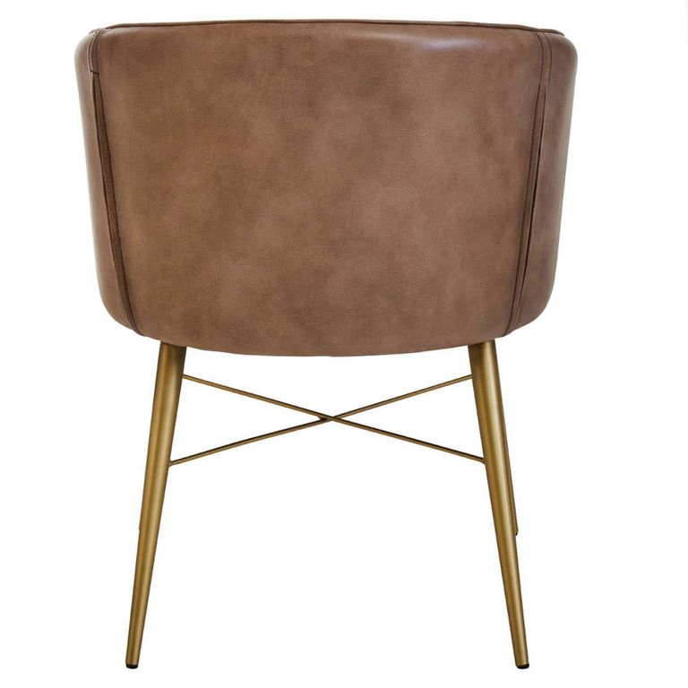 Buffalo Chair - Grey - Leather with Gold Metal Legs