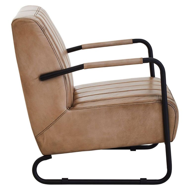 Buffalo Lounge Chair - Grey - Leather with Metal Legs