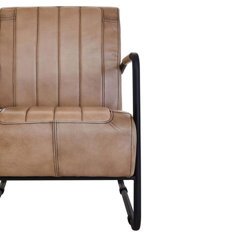 Buffalo Lounge Chair - Grey - Leather with Metal Legs