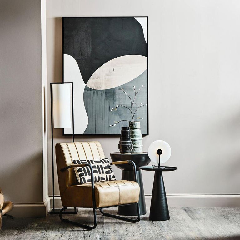 Buffalo Lounge Chair - Grey - Leather with Metal Legs