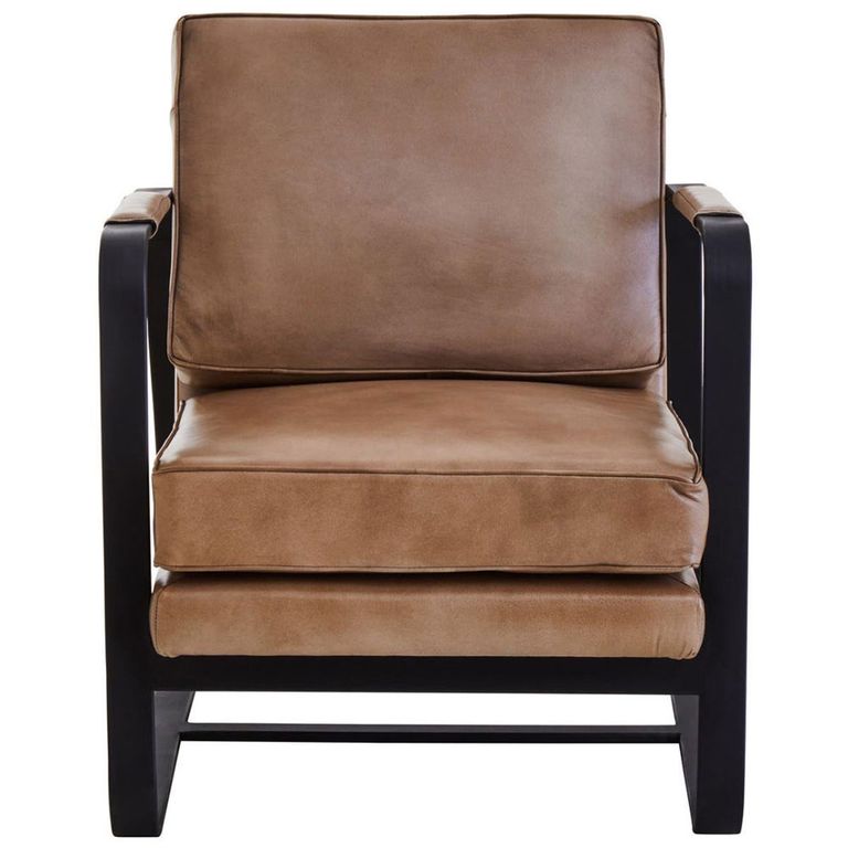 Buffalo Armchair - Grey - Leather with Black Metal