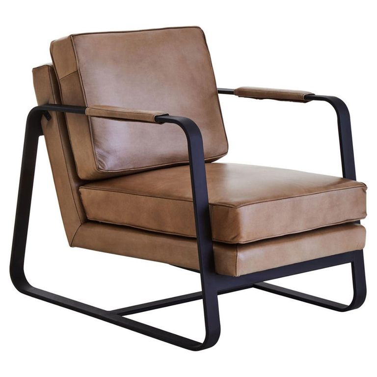 Buffalo Armchair - Grey - Leather with Black Metal