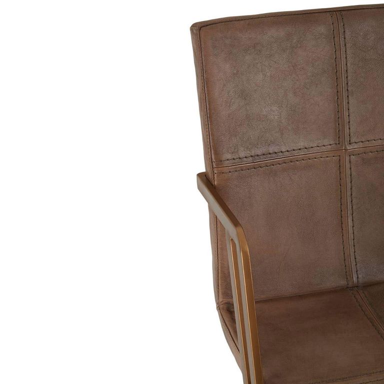 Buffalo Accent Chair - Swivel - Grey - Leather with Gold Metal