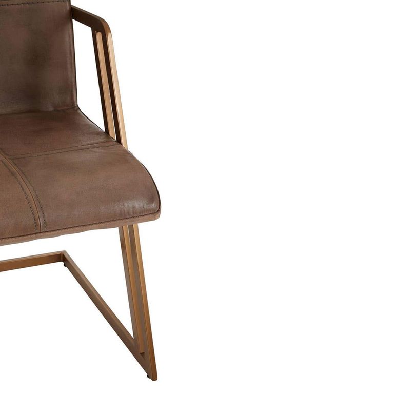 Buffalo Accent Chair - Swivel - Grey - Leather with Gold Metal