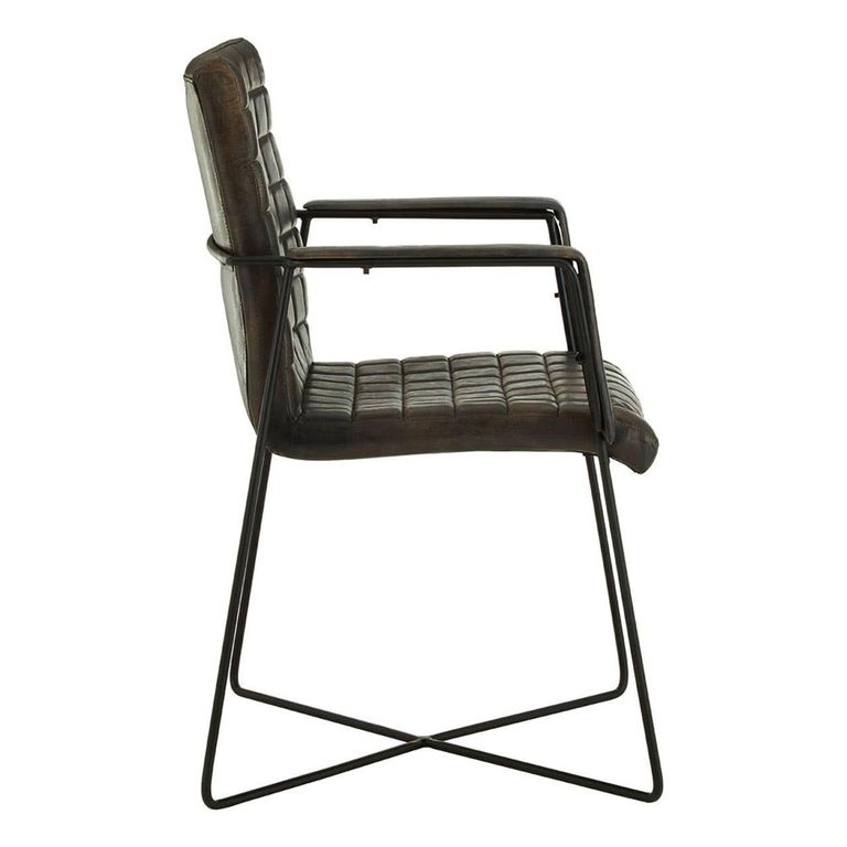 Buffalo Weave Chair - Grey - Leather with Metal