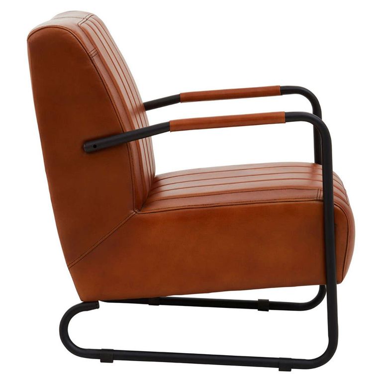 Buffalo Lounge Chair - Tan - Leather with Metal Legs