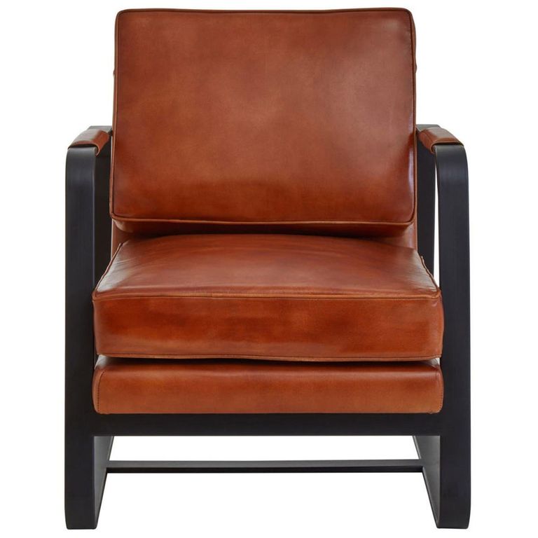 Buffalo Armchair - Tan - Leather with Black Metal