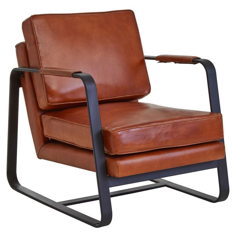 Buffalo Armchair - Tan - Leather with Black Metal
