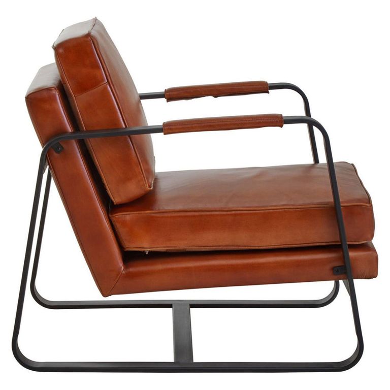 Buffalo Armchair - Tan - Leather with Black Metal