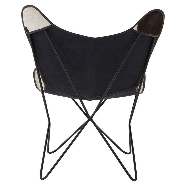 Buffalo Butterfly Chair - White and Black Cowhide