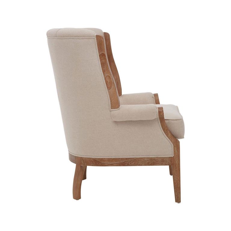 Cabra Armchair - Cream Fabric with Mahogany Wood