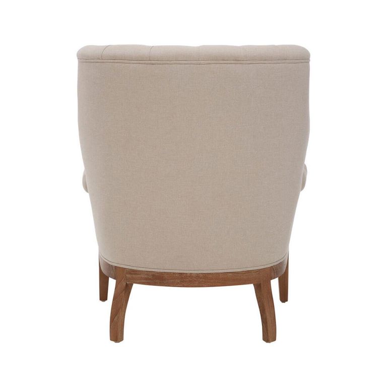 Cabra Armchair - Cream Fabric with Mahogany Wood