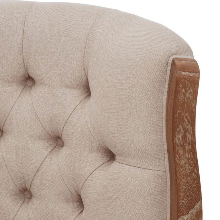 Cabra Armchair - Cream Fabric with Mahogany Wood