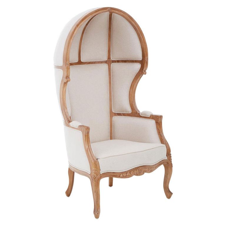 Cabra Dome Armchair - Cream Fabric with Wood Frame