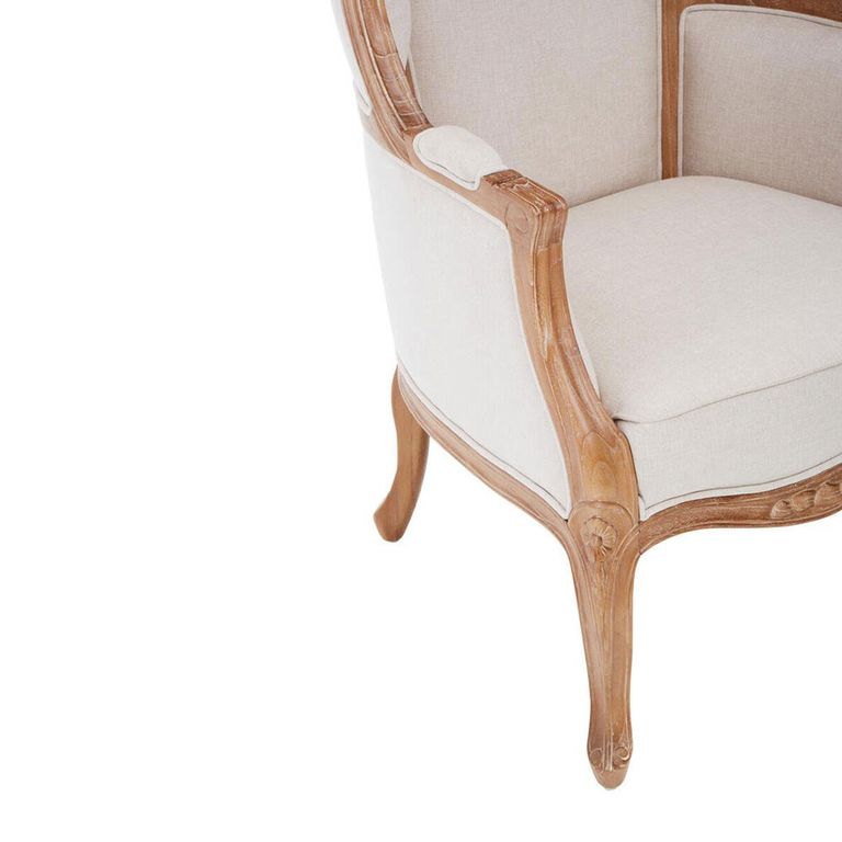 Cabra Dome Armchair - Cream Fabric with Wood Frame