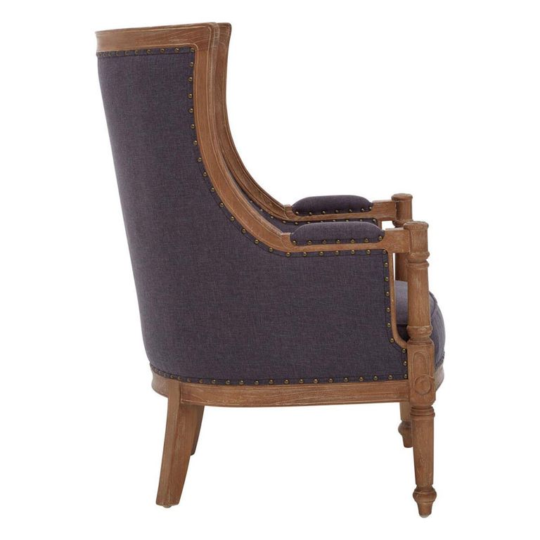 Cabra Armchair - Graphite Grey Fabric with Mahogany Wood Frame