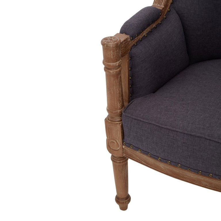 Cabra Armchair - Graphite Grey Fabric with Mahogany Wood Frame
