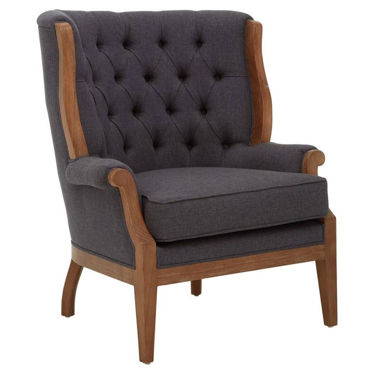 Cabra Armchair - Graphite Grey Fabric with Wood