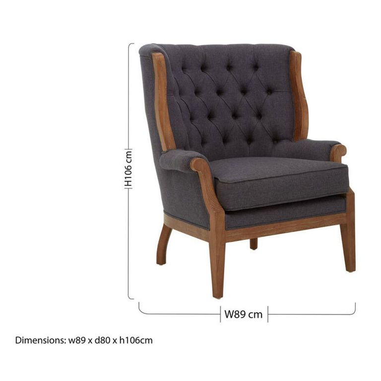 Cabra Armchair - Graphite Grey Fabric with Wood