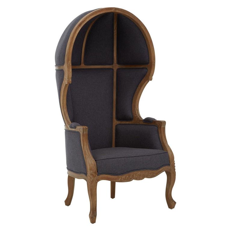 Cabra Dome Armchair - Graphite Grey Fabric with Wood Frame