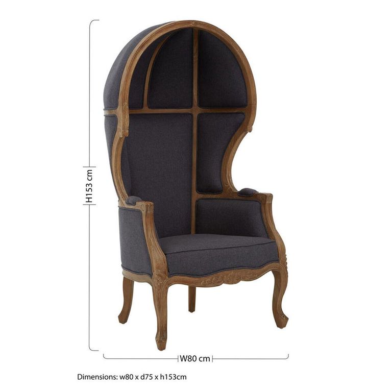 Cabra Dome Armchair - Graphite Grey Fabric with Wood Frame